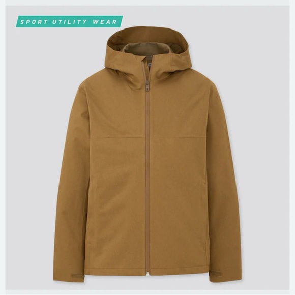 Uniqlo Blocktech Parka Brown XL Waterproof Rain Jacket Windbreaker Outdoor - Picture 2 of 14